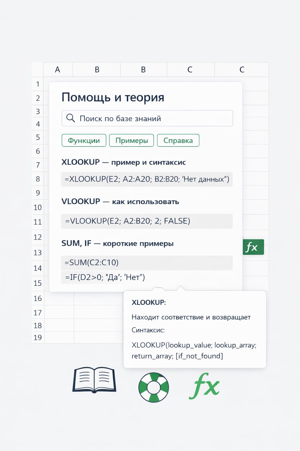 Помощь и теория по функциям Excel